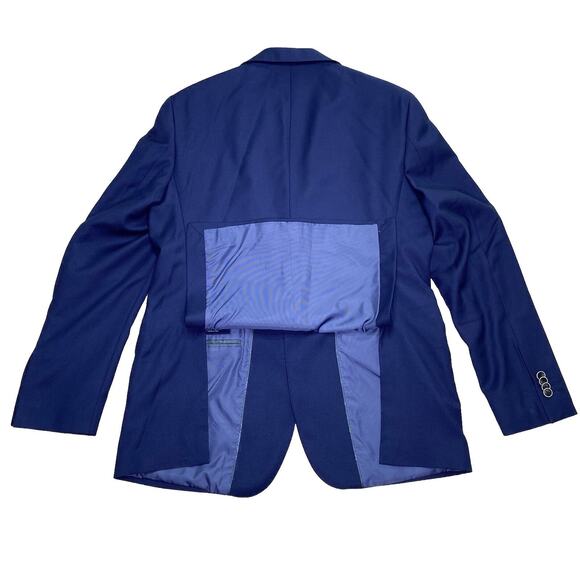 Joseph Abboud 42R Slim Fit Navy Wool Egypt Mens Blazer Suit Jacket Sport Coat - Picture 4 of 16